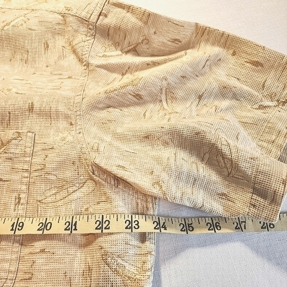 FieldMaster Vintage Cotton Short Sleeve Button-Down Beige Fishing Shirt Large - Picture 5 of 10